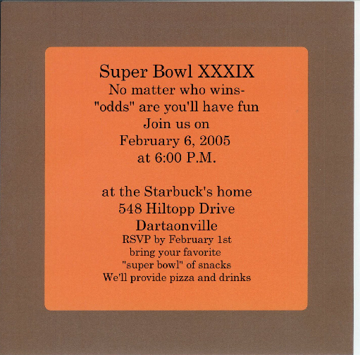Super Bowl Invitation