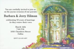 Water Color Entry - Anniversary Party Invitations