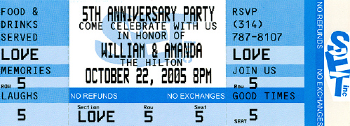 Anniversary Party Invitations Ticket Invitation