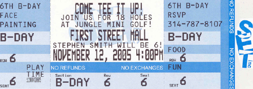Child Birthday Ticket Invitation