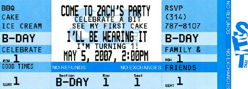 Child Birthday Ticket Invitation