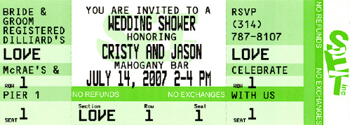 Bridal Shower Ticket Invitations