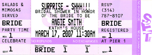 Bridal Shower Ticket Invitations