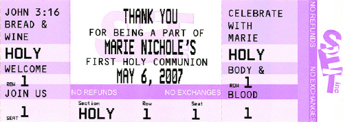 First Communion Ticket Invitation