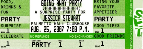 Adult Going Away Party Ticket Invitation