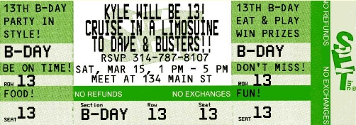 Child Limo Ticket Invitation