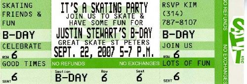 Skating Party Ticket Invitation