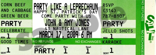 St. Patrick's Day Ticket Invitations
