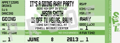 Adult Going Away Party Ticket Invitation