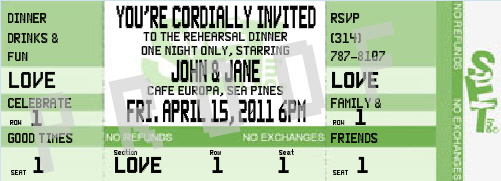 Rehearsal Ticket Dinner Party Invitation