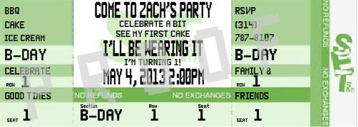 Child Birthday Ticket Invitation