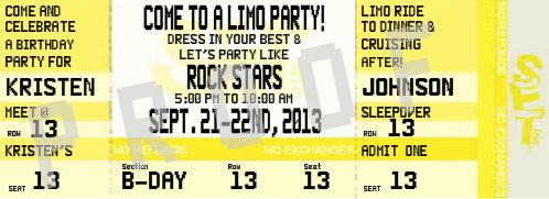 Child Limo Ticket Invitation
