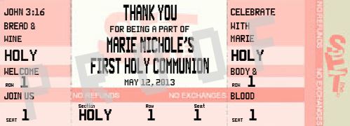 First Communion Ticket Invitation