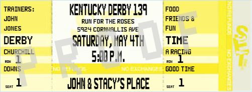 Kentucky Derby Party Ticket Invitation