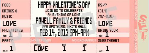 Valentine Party Ticket Invitation