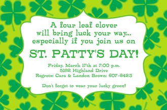 Clover Field St. patty's day invitations