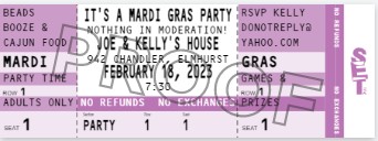 Mardi Gras Ticket Invitation