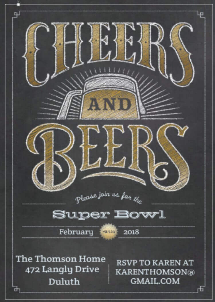 Super Bowl Party Invitations 2019 Football