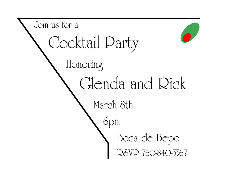 simple martini cocktail Party Invitations