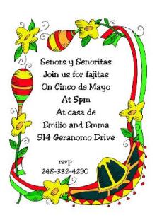 Pretty Fiesta Mexican - Cinco de Mayo Invitations