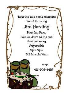 Fishing - Just for Men Party Birthday Invitations and Bachelor Party Invitations