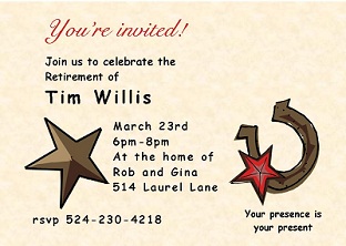 Country and Western Party Invitations
