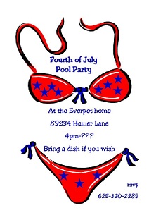 Bikini - 4th of July Party invitations