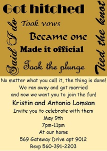 Elope Party Invitations