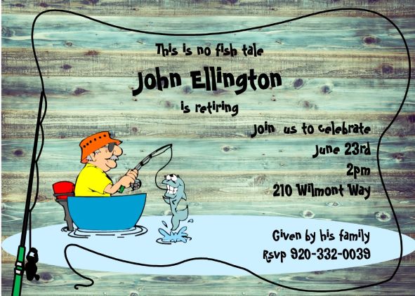 Fishing - Just for Men Party Birthday Invitations and Bachelor Party Invitations