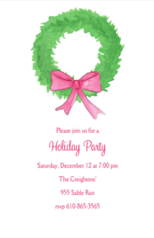 Minimalist Wreath Christmas Open House Party Invitations