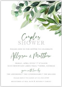 Greenery Wedding Celebration Party Invitations
