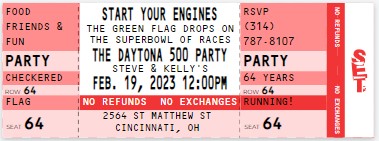 NASCAR Birthday Party Ticket Invitation