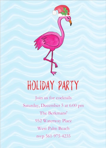 Falalamingo tropical christmas party invitations