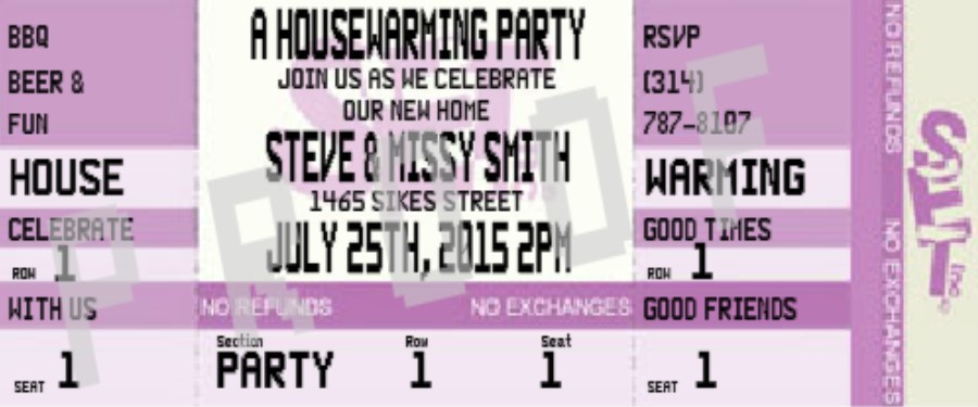 Purple White And Black Housewarming Party Personalised Invitations
