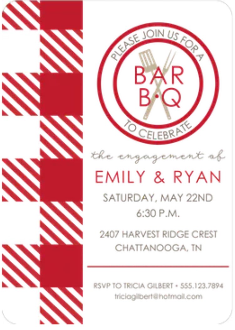 I do BBQ red engagement party Invitations