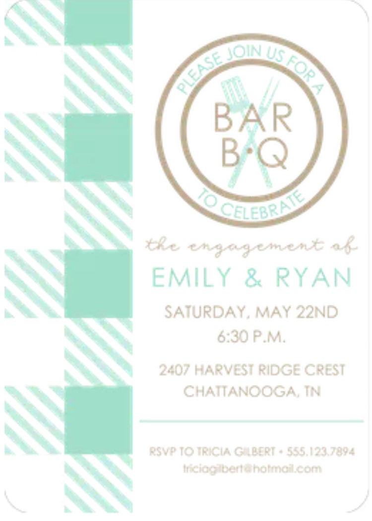 I do BBQ aqua engagement party Invitations