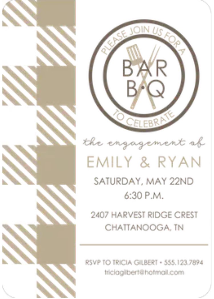 I do BBQ tan engagement party Invitations