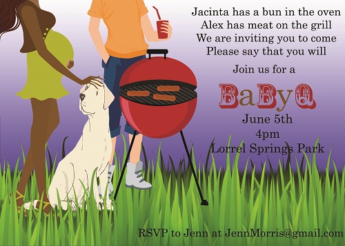 Baby Q barbecue party invitations