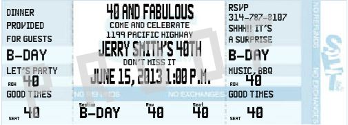 Adult Birthday Party Ticket Invitation