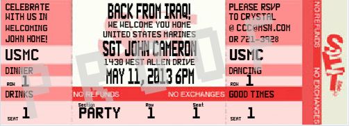 Adult Coming Home Party Ticket Invitation