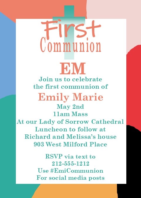 Abstract First Holy Communion Party Invitations