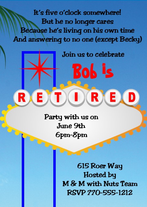 Las Vegas retirement Party Invitations