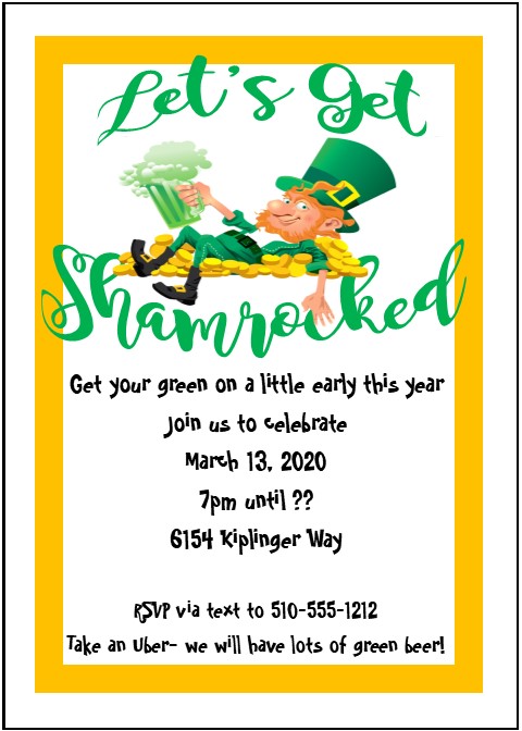 Let's get Shamrocked Party Invitations