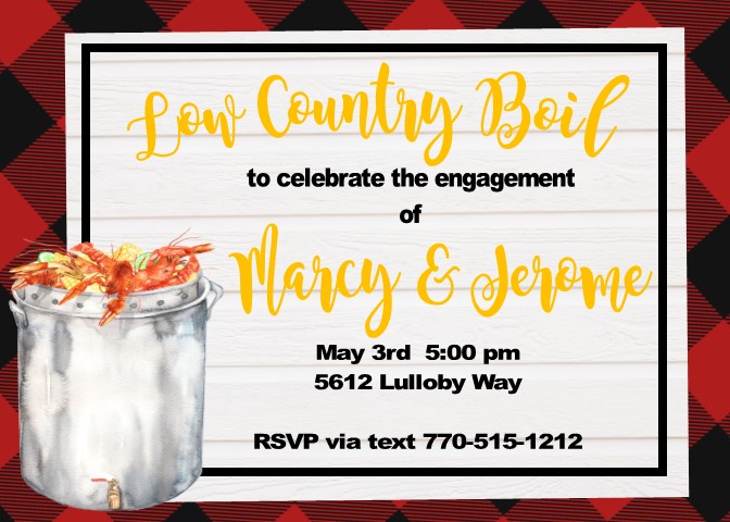 Low Country Boil Party Invitations