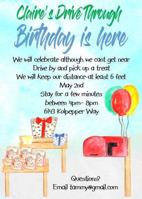 Driveway social distancing Birthday Party Invitations