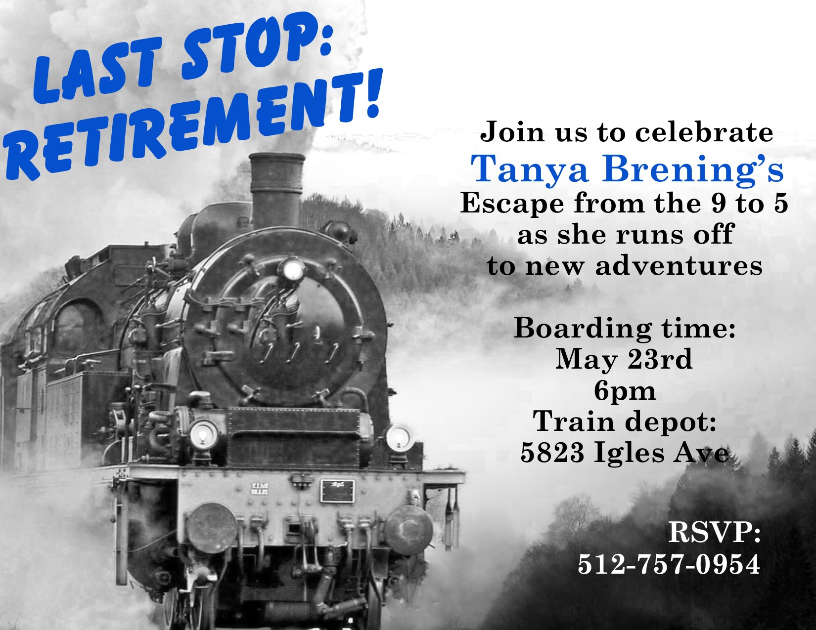 Adventure Train Retirement Party Invitations