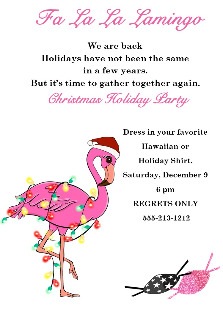 Tropical Fa La La La Lamingo Christmas Party Invitations