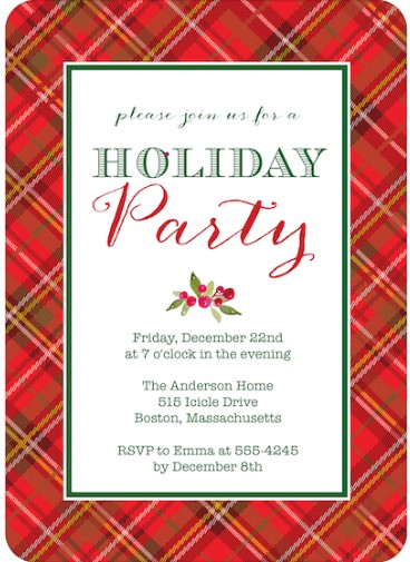 Stylish Plaid Office Christmas Party invitations
