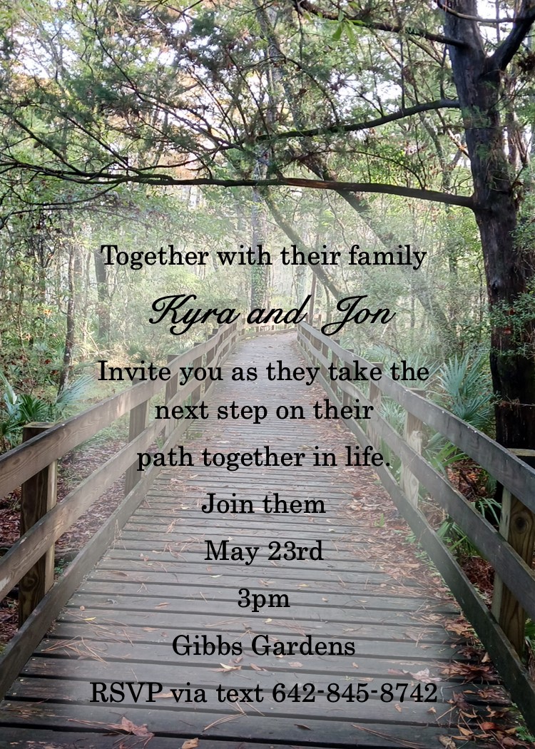 Country wooded bridge Elope Party Invitations