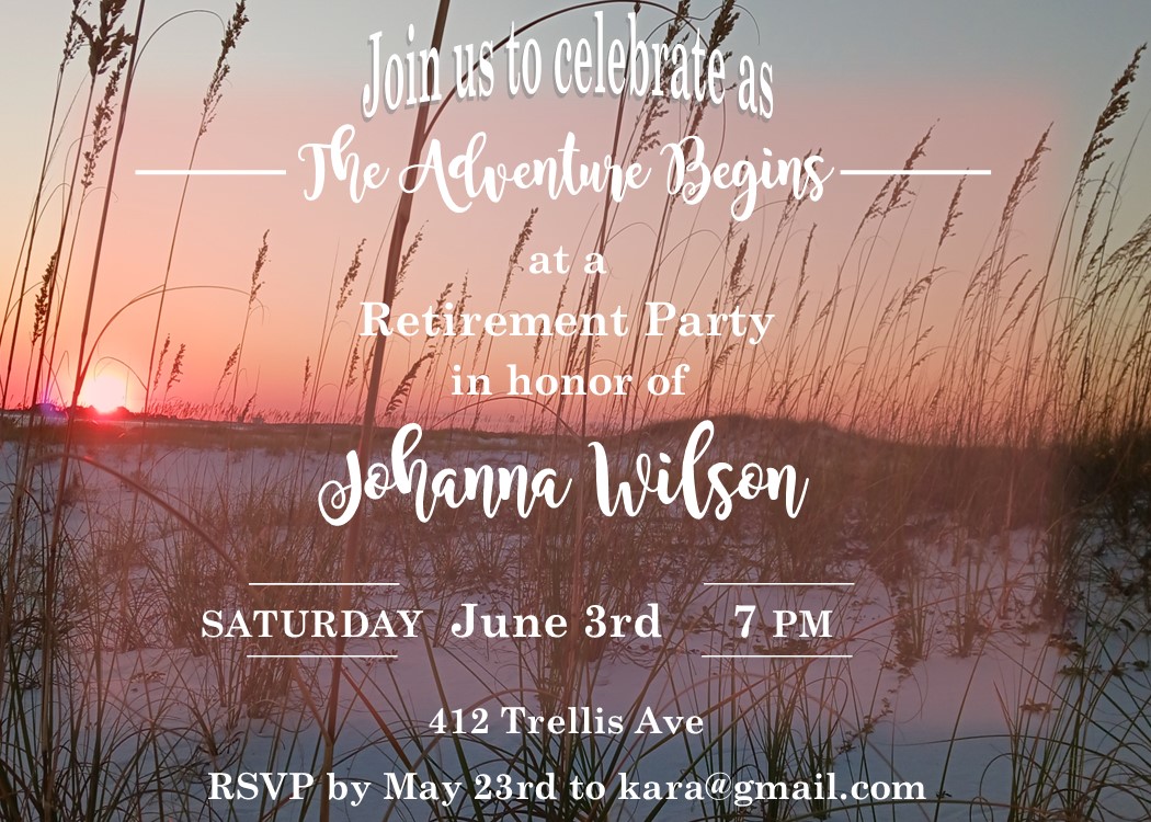Beach Sunset Retirement party Invitations